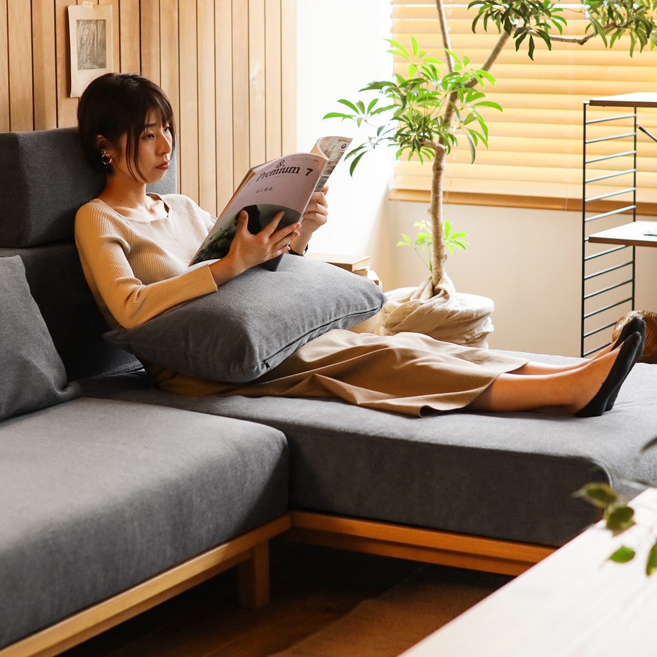 シーヴ レクト オーク材 ロングソファ カウチソファ ナチュラル 北欧風 リセノ SIEVE rect unit sofa ロングタイプ ｜家具・インテリア通販 Re:CENO