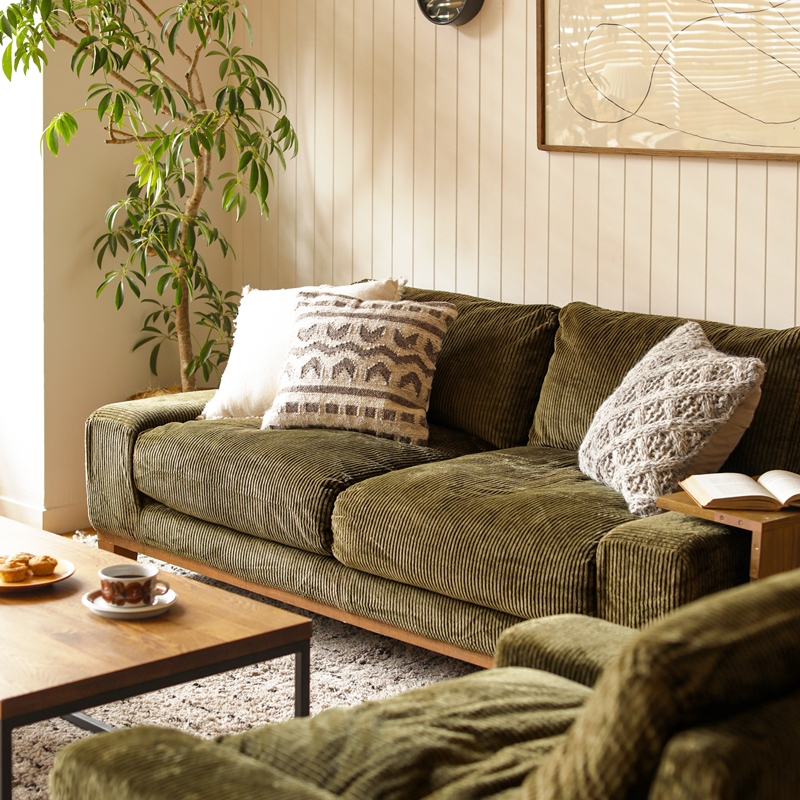 Re:CENOリセノ folk 3人掛けソファ　コーデュロイ　キャメル 3人掛けソファー folk／BR ｜家具・インテリア通販 Re:CENO(リセノ)